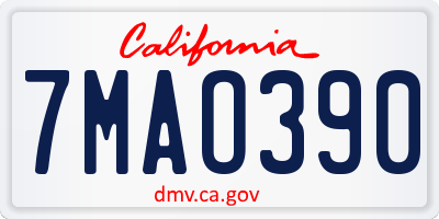 CA license plate 7MAO390