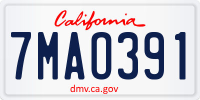 CA license plate 7MAO391