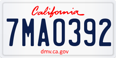 CA license plate 7MAO392