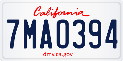 CA license plate 7MAO394