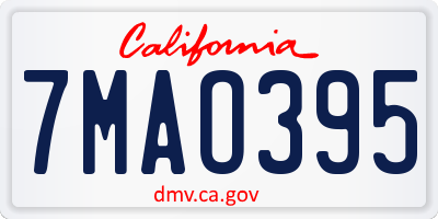 CA license plate 7MAO395