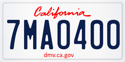 CA license plate 7MAO400