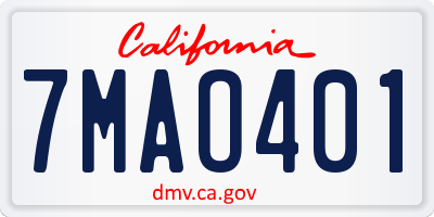 CA license plate 7MAO401