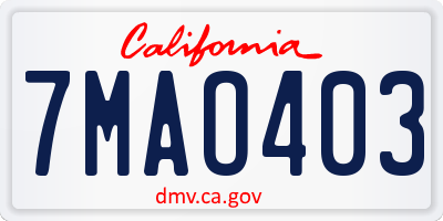 CA license plate 7MAO403