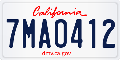 CA license plate 7MAO412