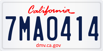 CA license plate 7MAO414