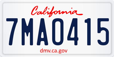 CA license plate 7MAO415
