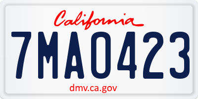 CA license plate 7MAO423