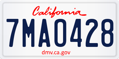 CA license plate 7MAO428