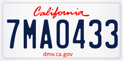 CA license plate 7MAO433