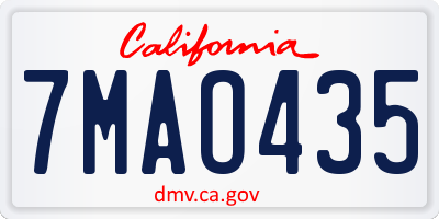 CA license plate 7MAO435