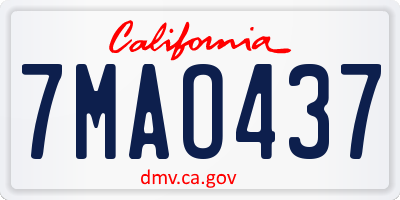 CA license plate 7MAO437