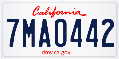 CA license plate 7MAO442