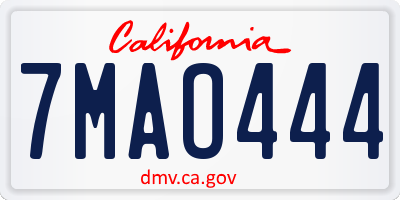 CA license plate 7MAO444