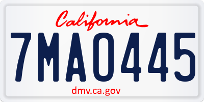 CA license plate 7MAO445