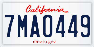CA license plate 7MAO449