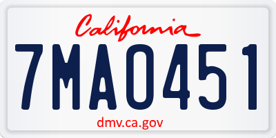 CA license plate 7MAO451