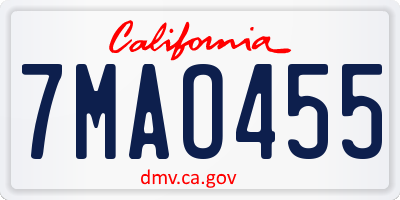 CA license plate 7MAO455
