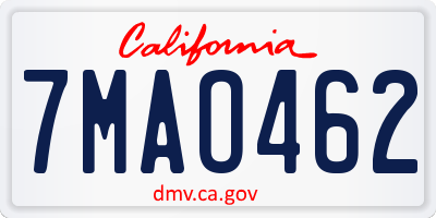 CA license plate 7MAO462