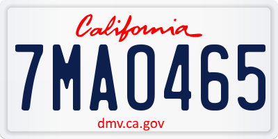 CA license plate 7MAO465