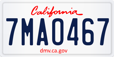 CA license plate 7MAO467