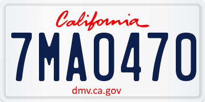 CA license plate 7MAO470