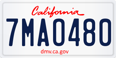CA license plate 7MAO480