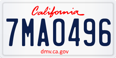 CA license plate 7MAO496