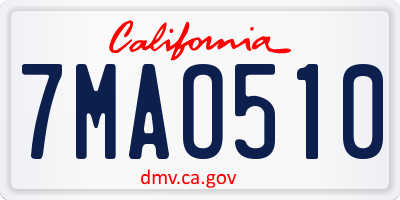 CA license plate 7MAO510