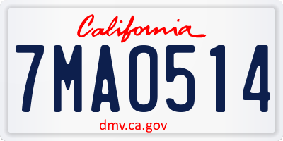 CA license plate 7MAO514