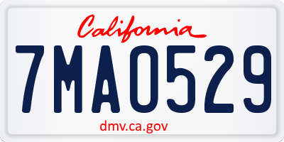 CA license plate 7MAO529