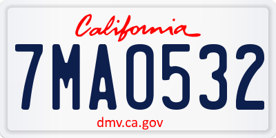 CA license plate 7MAO532