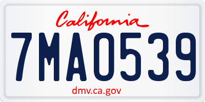 CA license plate 7MAO539