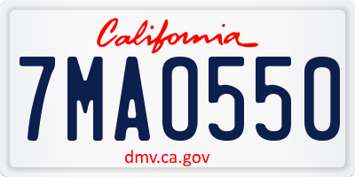 CA license plate 7MAO550