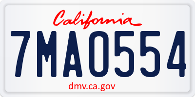 CA license plate 7MAO554