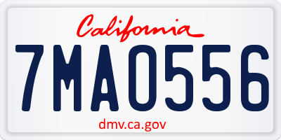 CA license plate 7MAO556