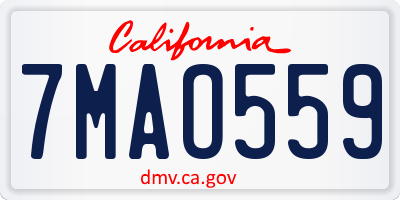 CA license plate 7MAO559