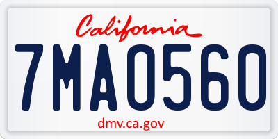 CA license plate 7MAO560