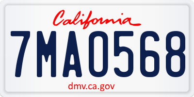 CA license plate 7MAO568