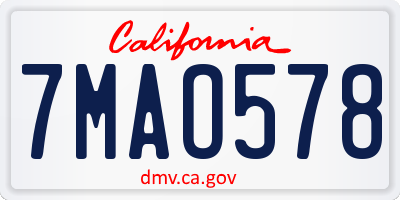 CA license plate 7MAO578