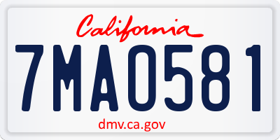 CA license plate 7MAO581