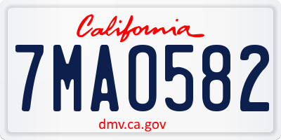 CA license plate 7MAO582