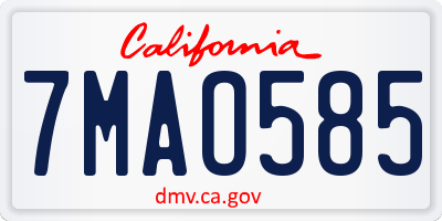 CA license plate 7MAO585