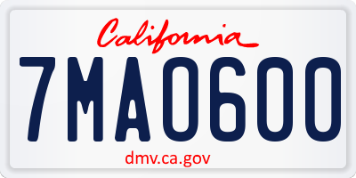 CA license plate 7MAO600