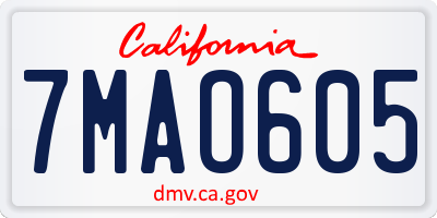 CA license plate 7MAO605