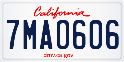 CA license plate 7MAO606