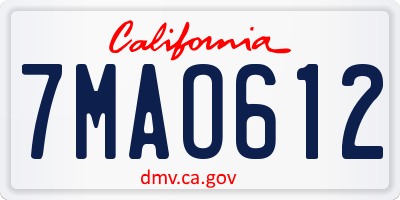 CA license plate 7MAO612