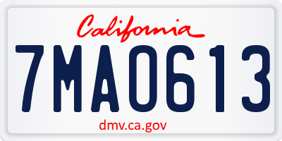 CA license plate 7MAO613