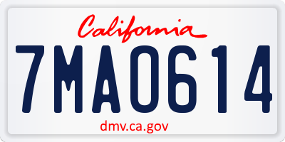 CA license plate 7MAO614