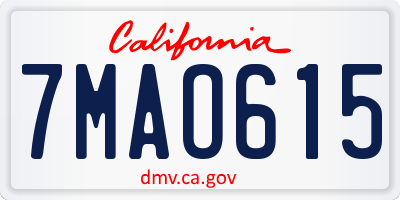 CA license plate 7MAO615